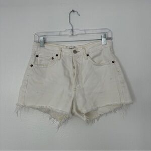 AGolde White Cut off Jean Shorts
